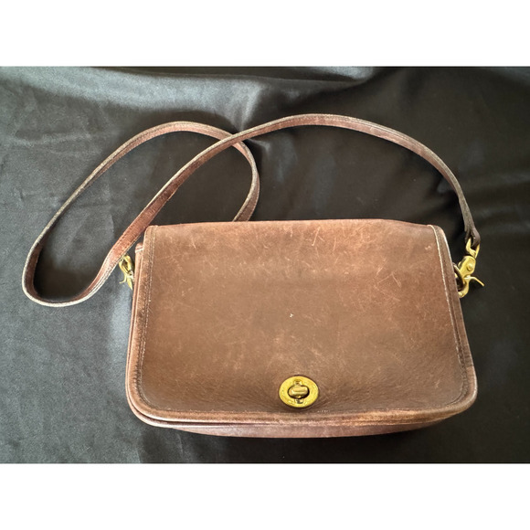 Vintage Coach Crossbody Leather HandBag Purse Brown A5C-9755 Authentic - Picture 1 of 10